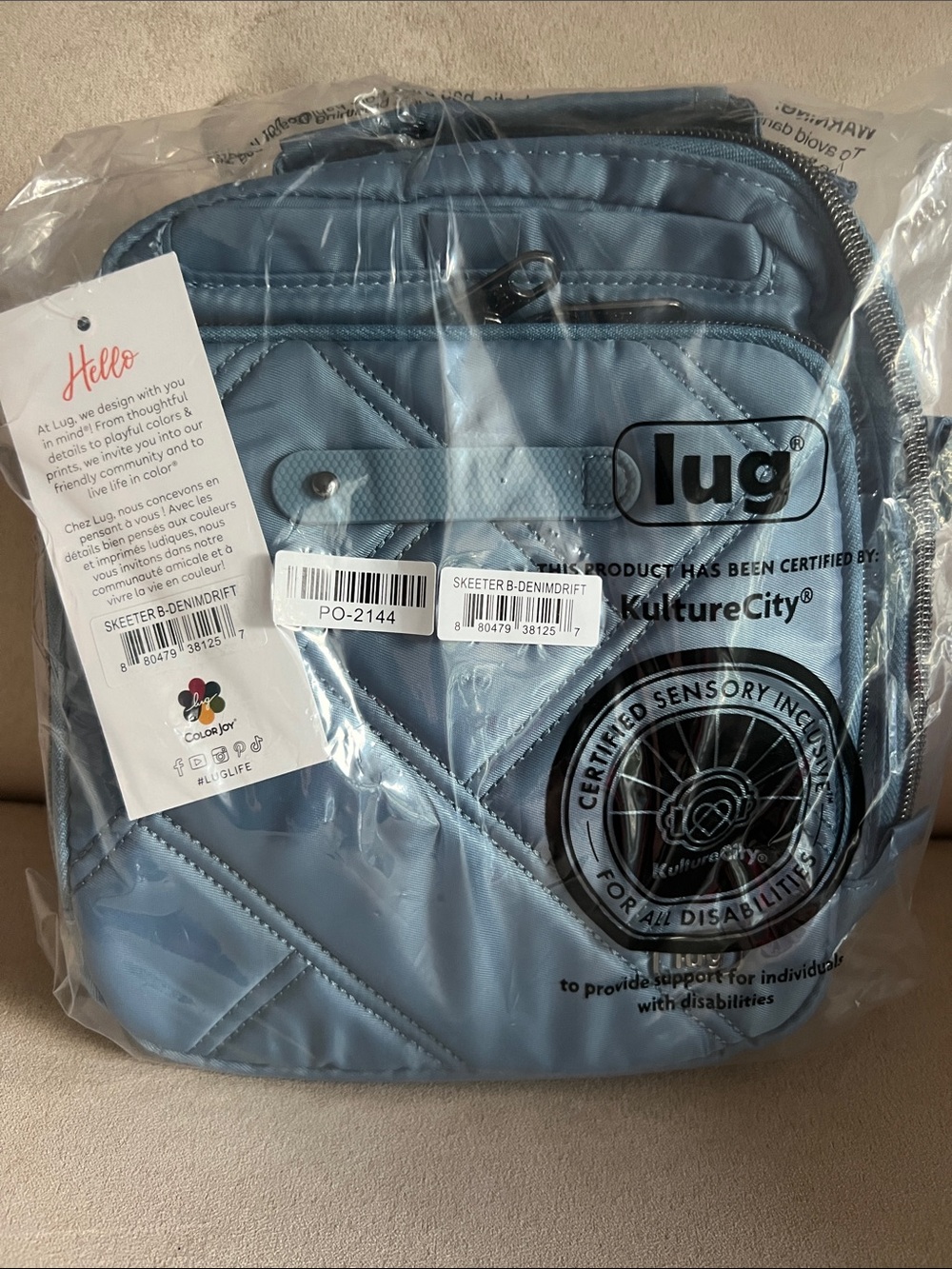NWT Lug Skeeter Bridge Convertible Crossbody Bag in Denim Drift